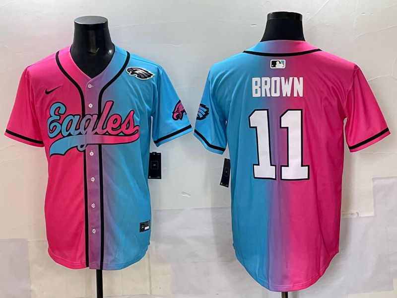 Men 2025 Philadelphia Eagles #11 Brown Blue pink Nike Limited NFL Jersey style 010->philadelphia eagles->NFL Jersey